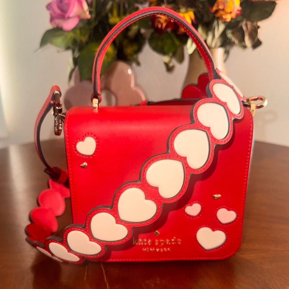 Kate Spade Red Mini Bag with Heart Strap